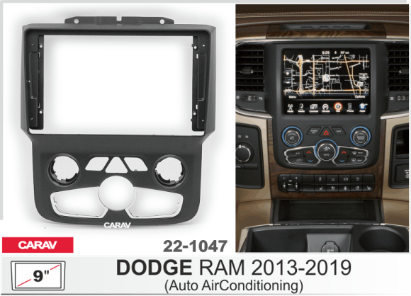 Carav 22-1047 | 9" переходная рамка DODGE Ram 2013-2019 (климат-контроль)