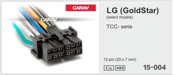 Разъем для автомагнитол LG (GoldStar) TCC-series 12-pin (20x7mm) (Carav 15-004)