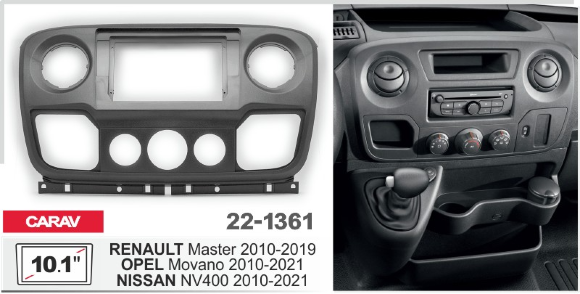 Carav 22-1361 | 10.1" переходная рамка Renault Master 2010+, Opel Movano 2010-2017, Nissan NV400 2010+ Carav 22-1361 | 10.1" переходная рамка Renault Master 2010+, Opel Movano 2010-2017, Nissan NV400 2010+