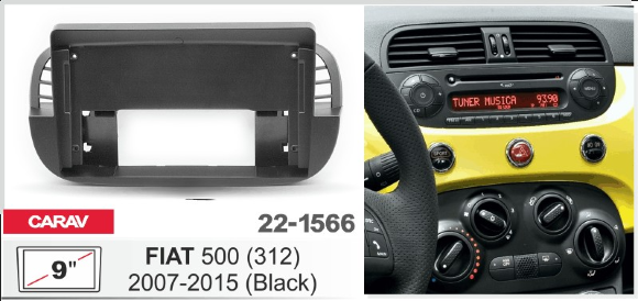 Carav 22-1566 | 9" переходная рамка FIAT (500) 2007-2015 Carav 22-1566 | 9" переходная рамка FIAT (500) 2007-2015