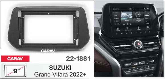 Carav 22-1881 | 9" переходная рамка Suzuki Grand Vitara 2022+