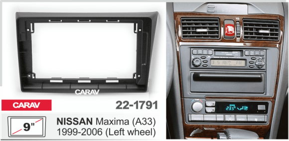 Carav 22-1791 | 9" переходная рамка Nissan Maxima (A33) 1999-2006 (Руль слева)