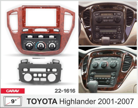 Carav 22-1616 | 9" переходная рамка TOYOTA Highlander 2001-2007 (wooden / Ver.2)